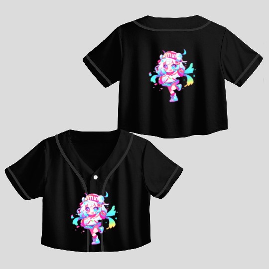 Cute Cartoon Girl Crop Top Baseball Jerseys