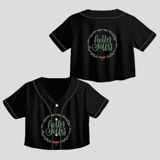 Holly Jolly Sage Green Christmas Wreath Fun Crop Top Baseball Jerseys