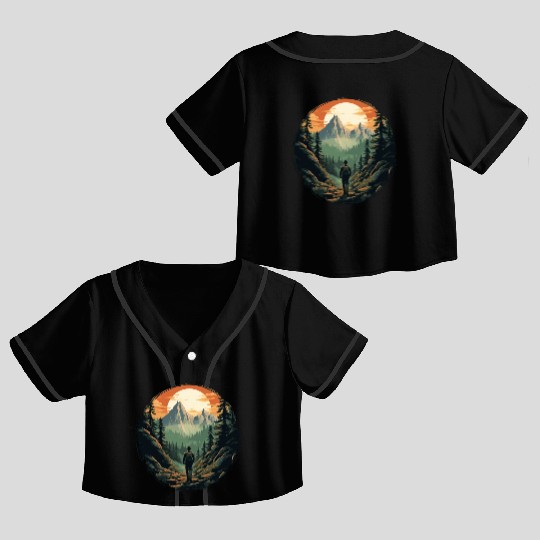 Forest nature trekking adventure Crop Top Baseball Jerseys