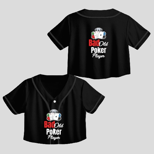 Bad Old Poker Player Holdem Dealer Blackjack Crop Top Baseball Jerseys