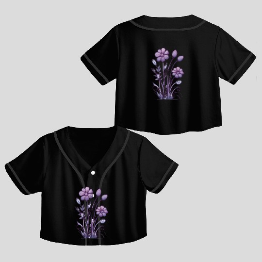 Lavender Majesty: A Tapestry of Orchids and Lilacs Crop Top Baseball Jerseys