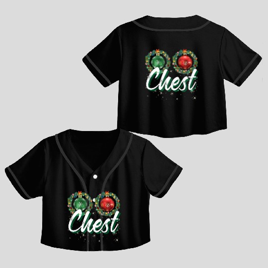 Chest Nuts Christmas Couple Funny Matching Crop Top Baseball Jerseys