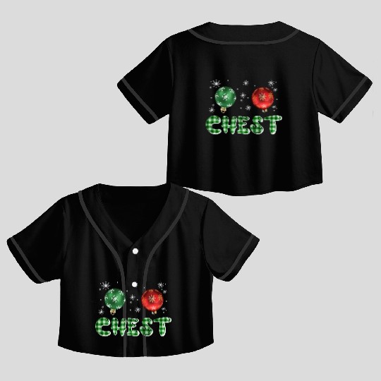 Chest Nuts Christmas Couple Funny Matching Crop Top Baseball Jerseys