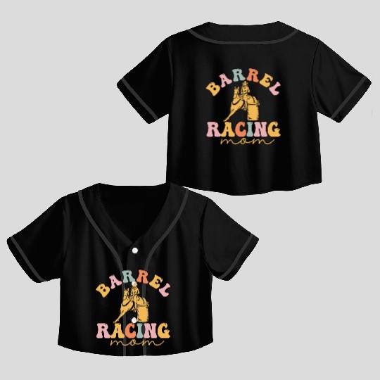 Groovy Barrel Racer Rodeo Horse Crop Top Baseball Jerseys