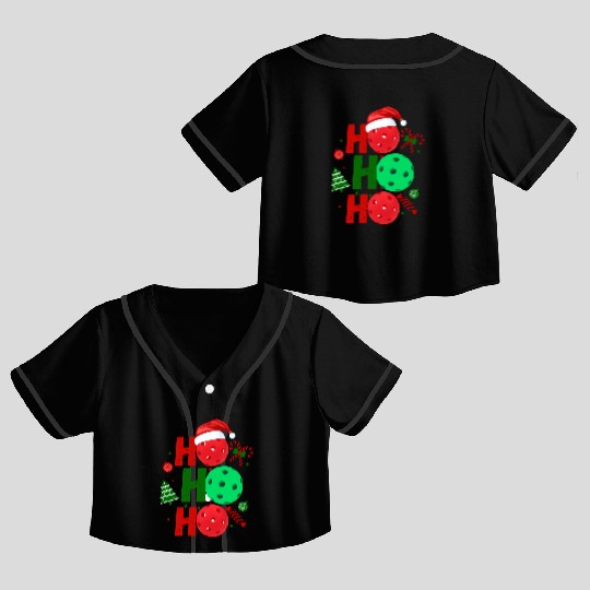 Pickleball Ho Ho Ho Holiday Merry Christmas Crop Top Baseball Jerseys