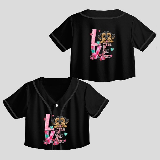 Morkie Dog I Love My Dog Fur Baby Valentines Day Crop Top Baseball Jerseys