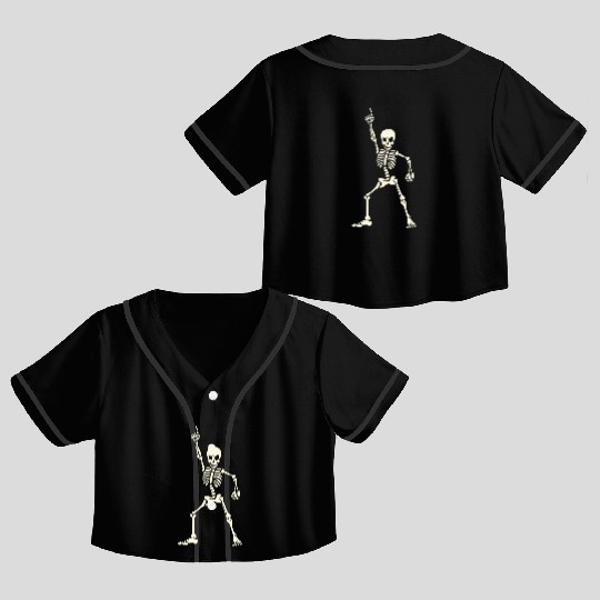 Dancing skeleton Crop Top Baseball Jerseys