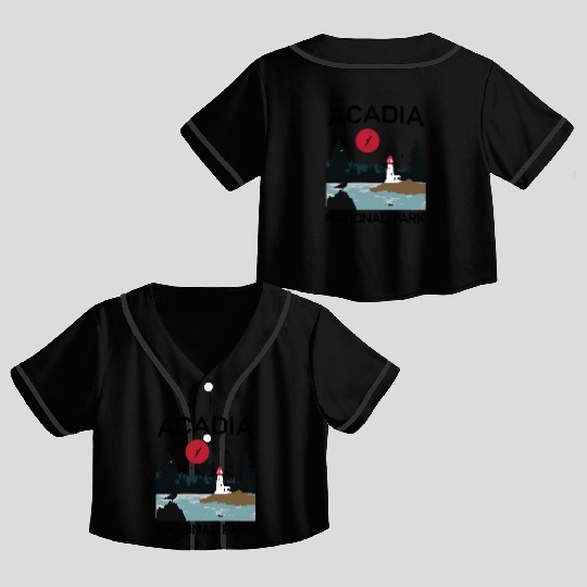 Acadia National Park 80s Maine Mount Island Crop Top Baseball Jerseys