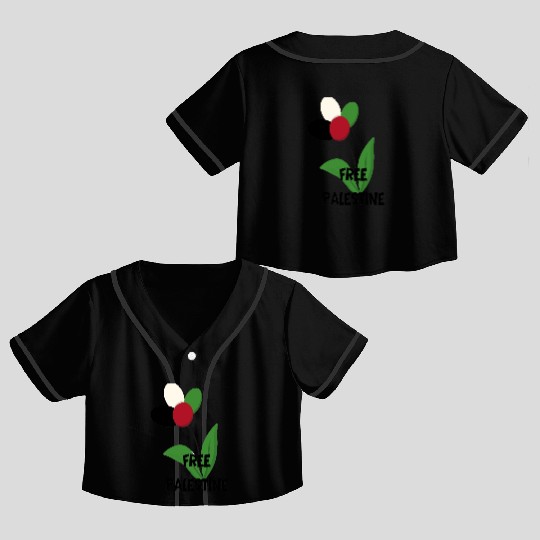 Free Palestine,Flag-colored rose ,watermelon color Crop Top Baseball Jerseys