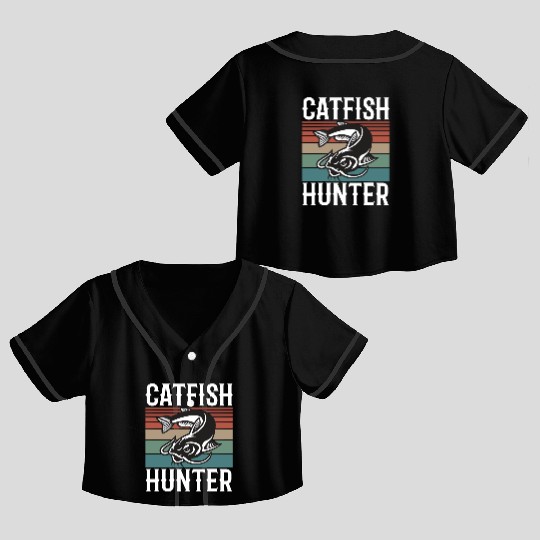 Catfish Hunter Catfishing Angler Noodler Fisherman Crop Top Baseball Jerseys