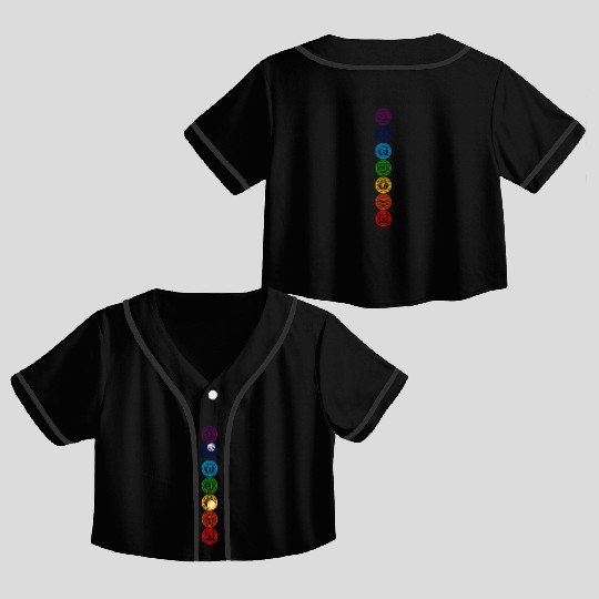 Chakras Yoga Sacred Geometry Om Namaste Kundalini Crop Top Baseball Jerseys