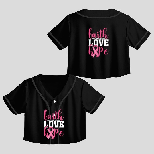 Faith Breast Cancer Awareness Love Hope Crop Top Baseball Jerseys