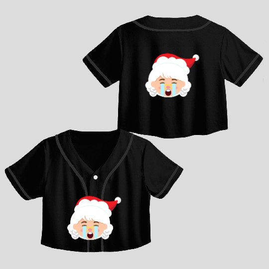 Mrs Claus Emoticons Crying Out Loud Christmasfunny Crop Top Baseball Jerseys