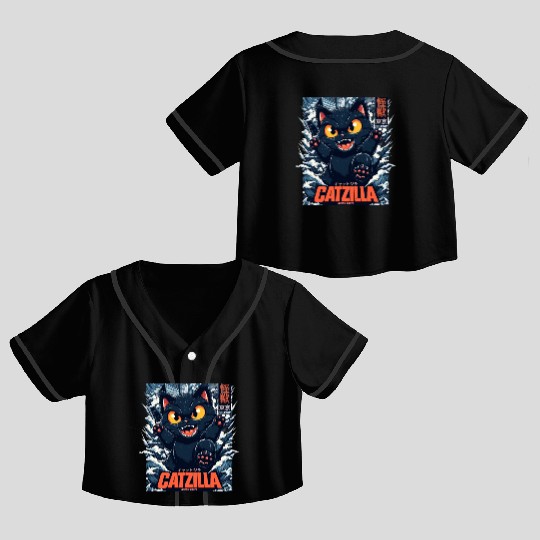 Kaiju Catzilla in Japan Tokyo Crop Top Baseball Jerseys