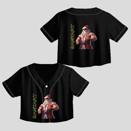 "Unisex Santa Fitness Crop Top Baseball Jerseys: Sporty Christmas