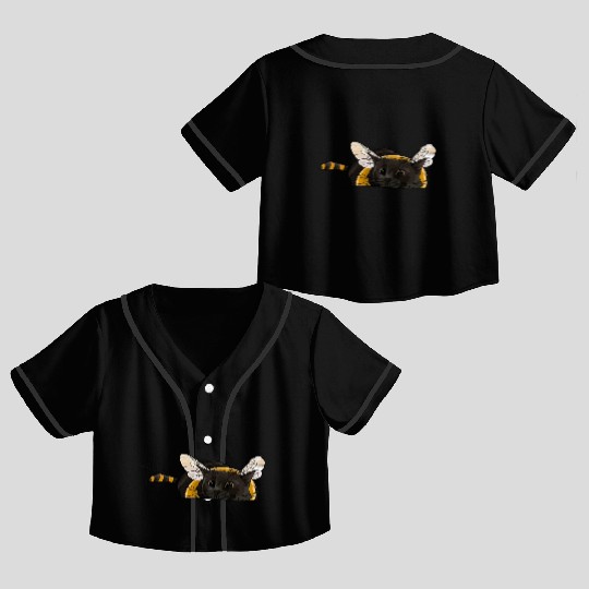 Fuzzy Little Bumblebee Kitty Crop Top Baseball Jerseys