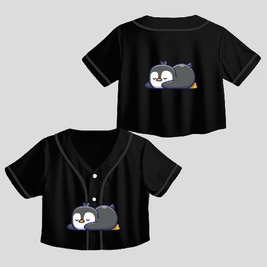 Cute penguin sleeping Crop Top Baseball Jerseys