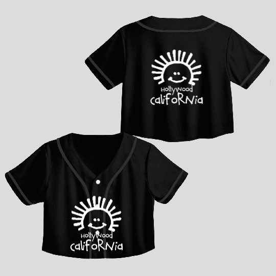 Hollywood California Sun Souvenirs Gifts Vacation Crop Top Baseball Jerseys
