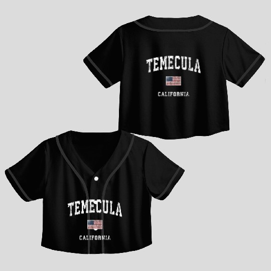 Temecula California Ca American Flag Sports Crop Top Baseball Jerseys