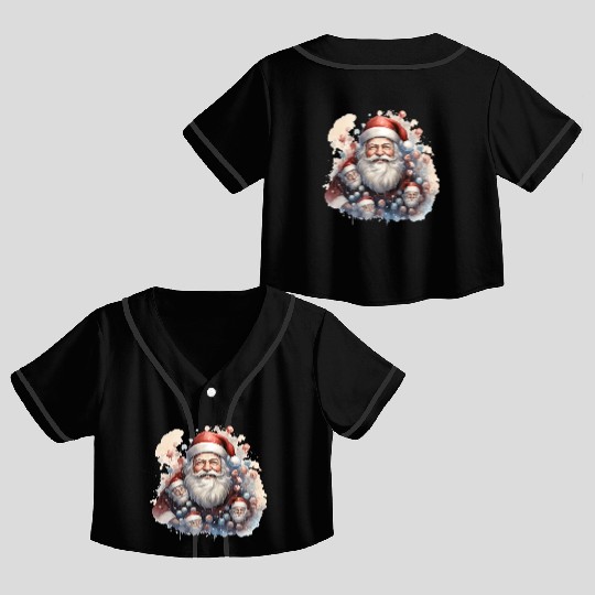 a jolly Santa Claus surround Crop Top Baseball Jerseys