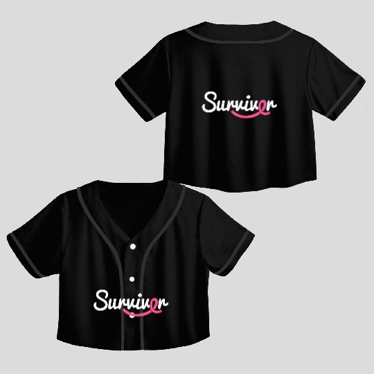 Breast Cancer Survivor K Ribbon Breast Cancer Awar Crop Top Baseball Jerseys