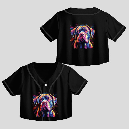 Watercolor Colorful Cane Corso Crop Top Baseball Jerseys