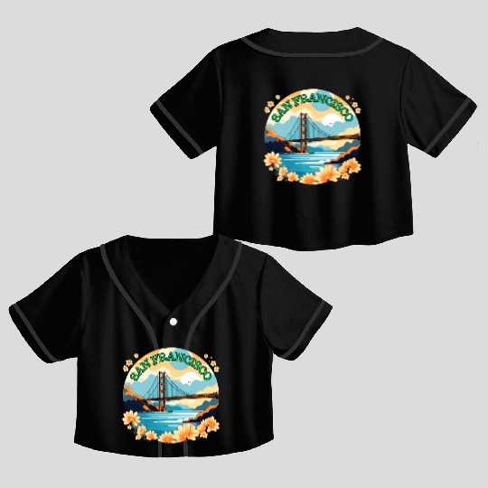 Golden Gate Bridge - San Francisco Crop Top Baseball Jerseys