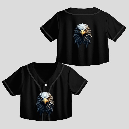 Geometric Eagle Animation Crop Top Baseball Jerseys