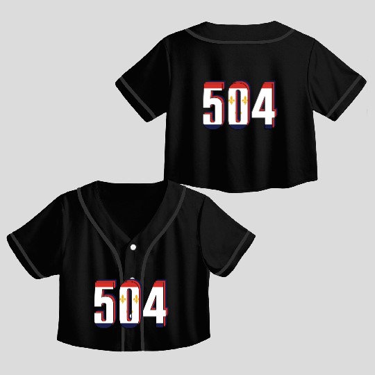 504 Area Code New Orleans Louisiana Map Number Crop Top Baseball Jerseys