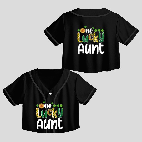 One Lucky Aunt Matching Family St Patrick's Day Crop Top Baseball Jerseys