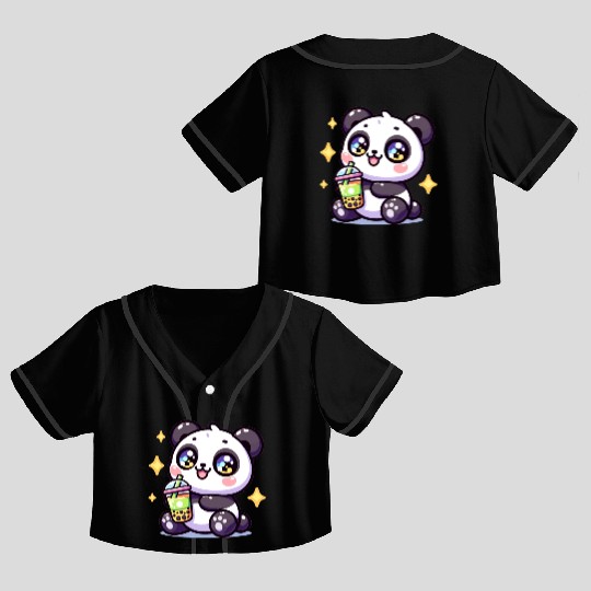 Panda Bubble Tea Boba Kawaii Crop Top Baseball Jerseys