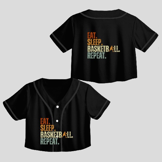 Eat Sleep Basketball Repeat Retro Vintage Boy Kid Crop Top Baseball Jerseys