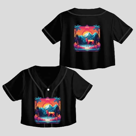 Palm Pixels Paradise Crop Top Baseball Jerseys