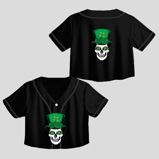 St Patrick's Day Dia Los Muertos Shamrock Cool Crop Top Baseball Jerseys