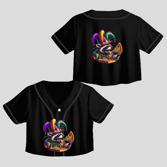 Mardi Gras raccoon with fool's hat Crop Top Baseball Jerseys