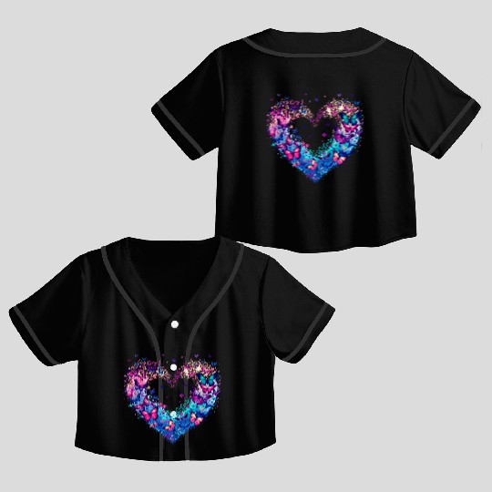 Butterfly Heart Love Crop Top Baseball Jerseys