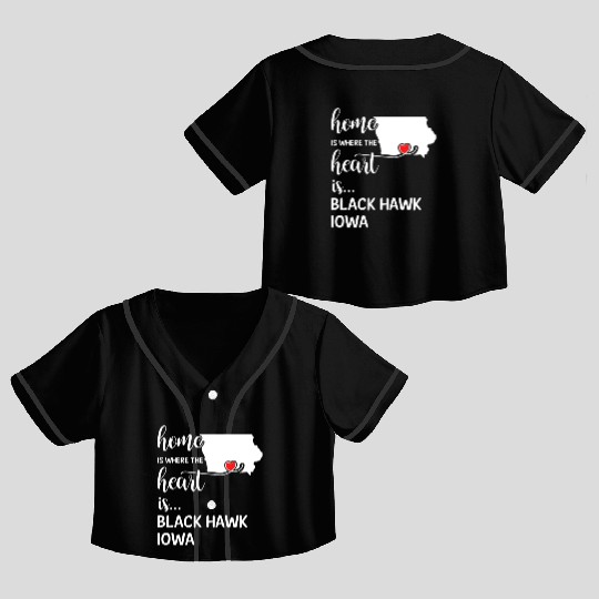 Black Hawk County Iowa Is Where My Heart Is Gift Crop Top Baseball Jerseys
