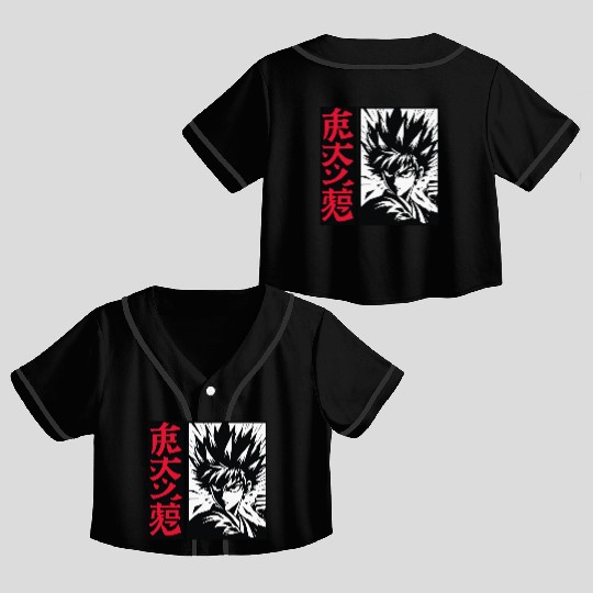 Anime Power Unleashed, aesthetic, japanese design Crop Top Baseball Jerseys