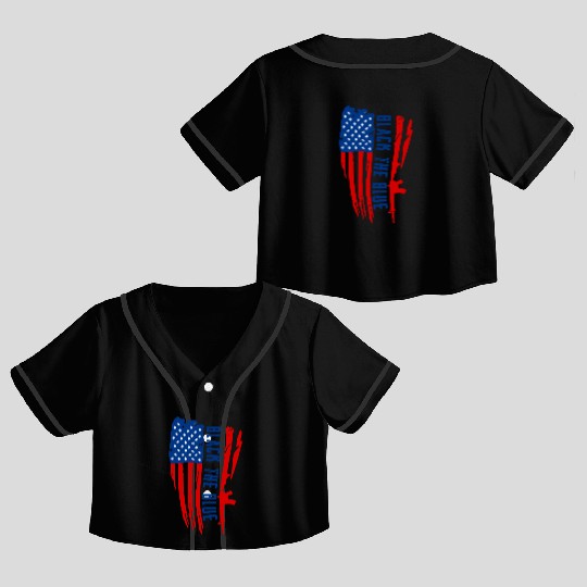 Black the blue American Oilfield USA Flag Crop Top Baseball Jerseys
