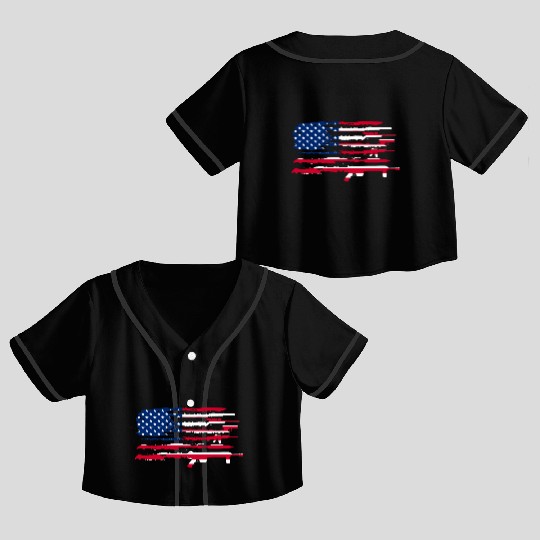 American Flag Gun Crop Top Baseball Jerseys