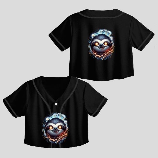 Ethereal Flame Sloth Crop Top Baseball Jerseys