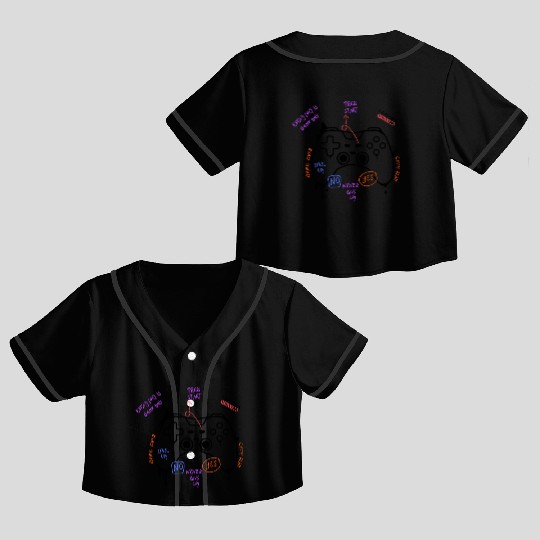 PlayStation Remote controller Black Crop Top Baseball Jerseys