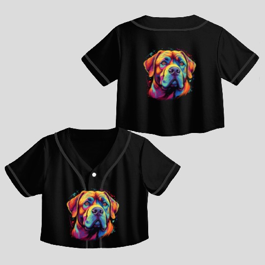Watercolor Colorful Dogue De Bordeaux Crop Top Baseball Jerseys
