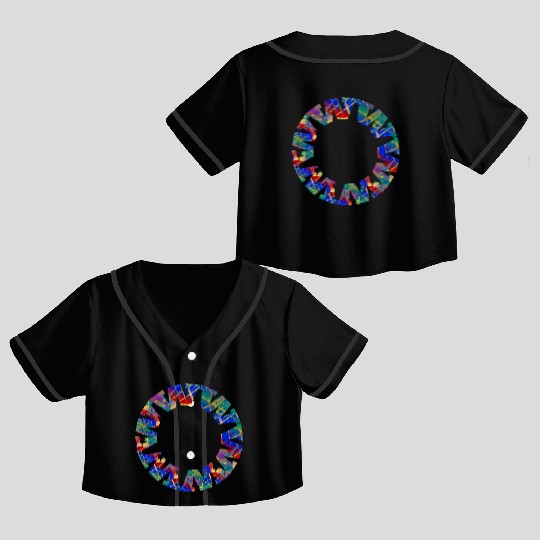 English-W alphabet black font letters Crop Top Baseball Jerseys