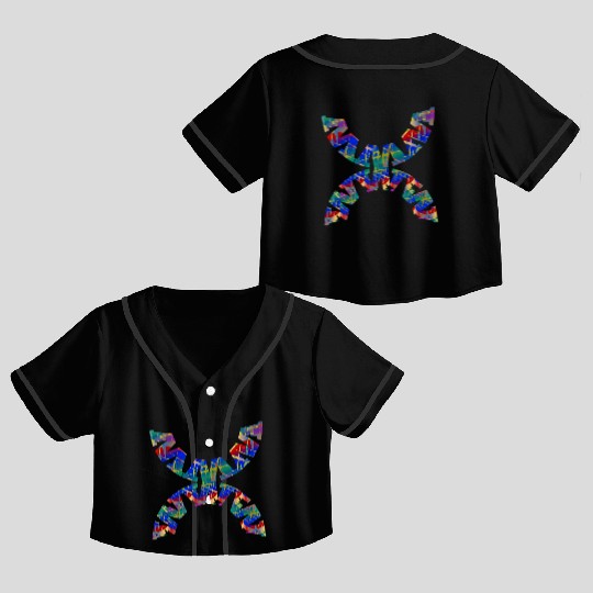 English-W alphabet black font letters Crop Top Baseball Jerseys