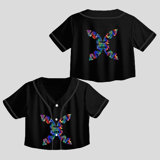 English-W alphabet black font letters Crop Top Baseball Jerseys