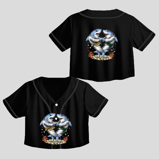 Shark Jiu-Jitsu Wrestlers Crop Top Baseball Jerseys