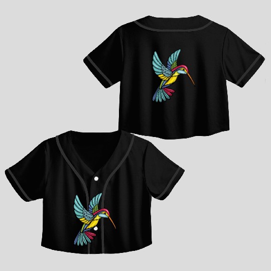 Colourful Hummingbird, Sweet and Elegant Style Crop Top Baseball Jerseys