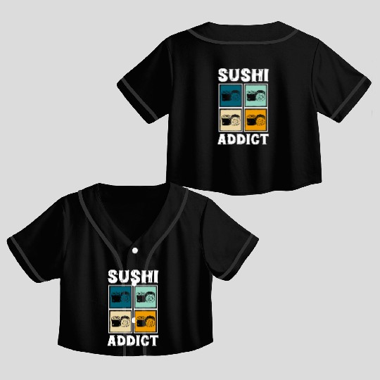 Sushi Delicious Kawaii Cuisine Crop Top Baseball Jerseys