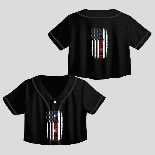 HVAC Technician US American Flag HVAC Mechanic Crop Top Baseball Jerseys